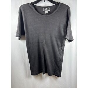 Uniti Casuals Womens 2X Black‎ Ribbed Scoop Neck Short Sleeve Rayon Cotton Top